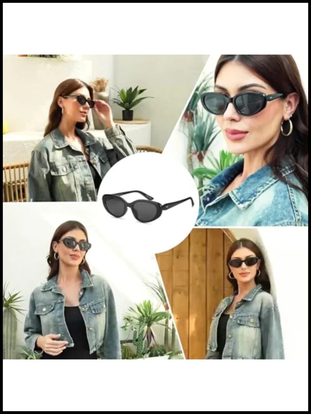 Retro Y2K Thin Skinny Cat Eye Sunglasses with Polarized Lenses